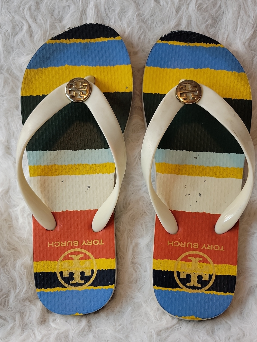 Tory Burch Colorscape Striped Flip Flops
